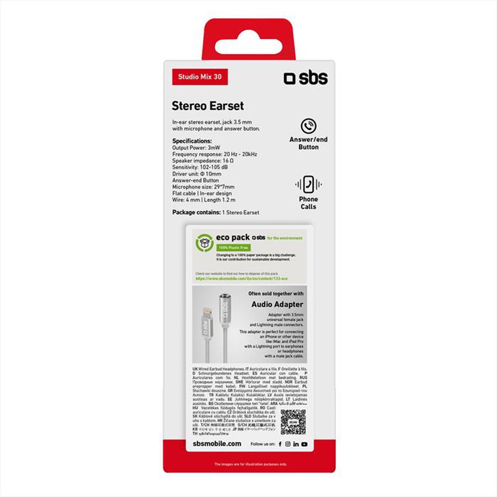 Immagine del prodotto SBS - TEFLAT2INEARW-BIANCO