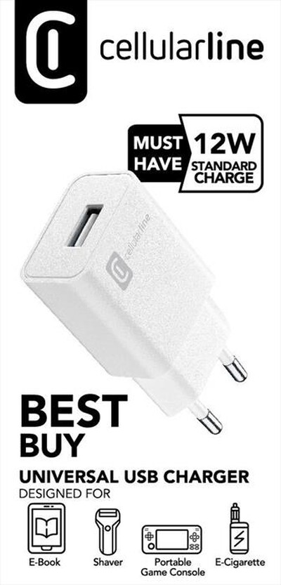 CELLULARLINE - Caricatore da rete 12 W, 110/240V-White