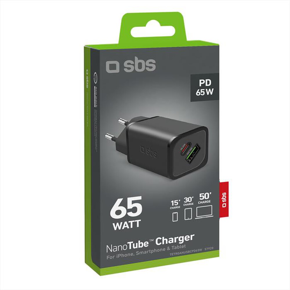 Immagine del prodotto SBS - Caricatore da rete TETRGANUSBCPD65W-Nero