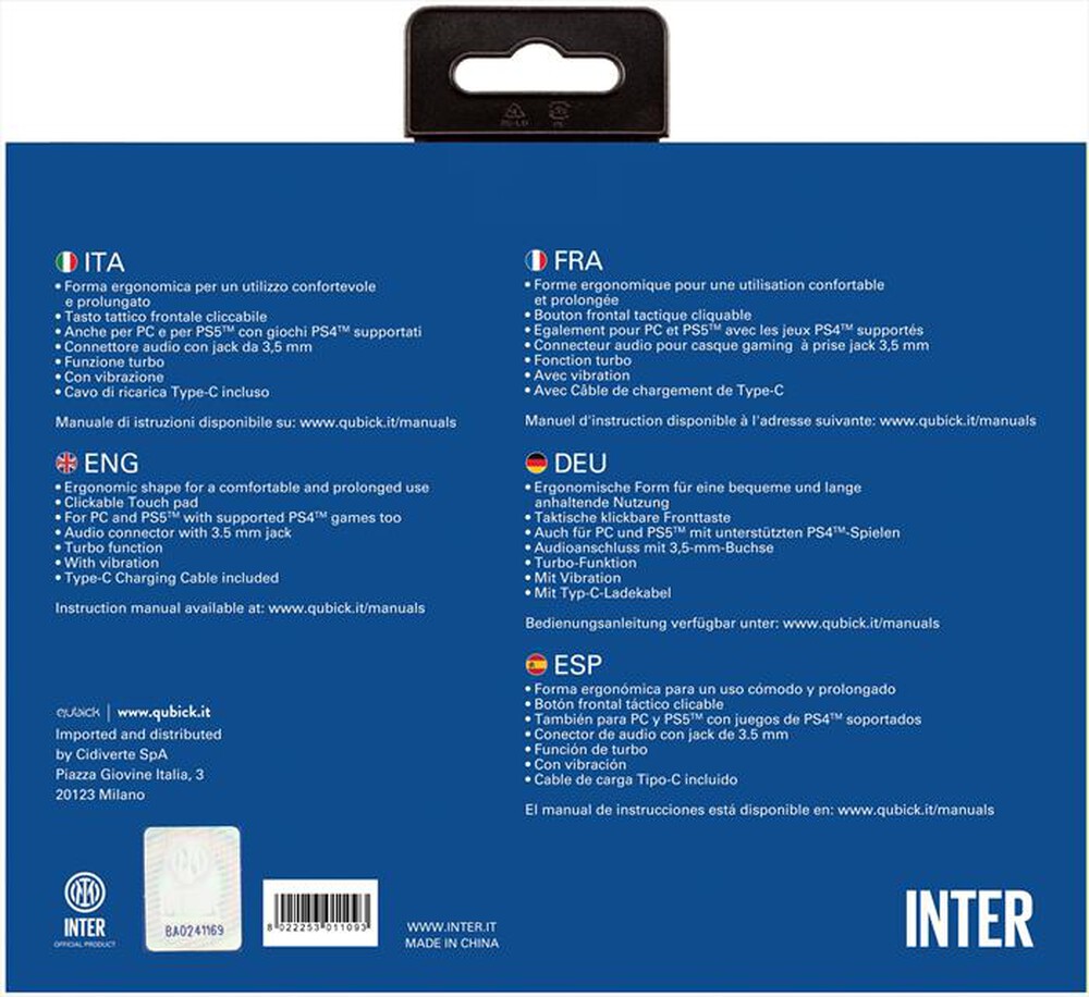 Immagine del prodotto QUBICK - WIRELESS CONTROLLER INTER