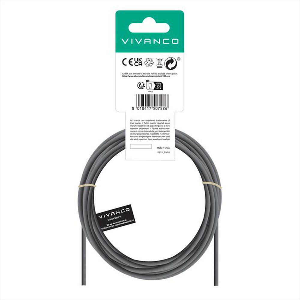Immagine del prodotto SBS - Cavo antenna cavo 5m coax plug  coax socket,-Bianco