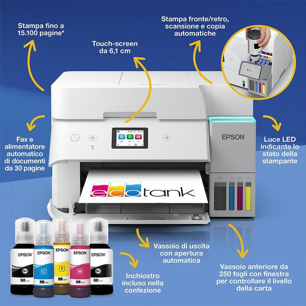 Immagine del prodotto EPSON - EcoTank ET-4956 Stampante Inkjet Multifunzione A4-Bianco