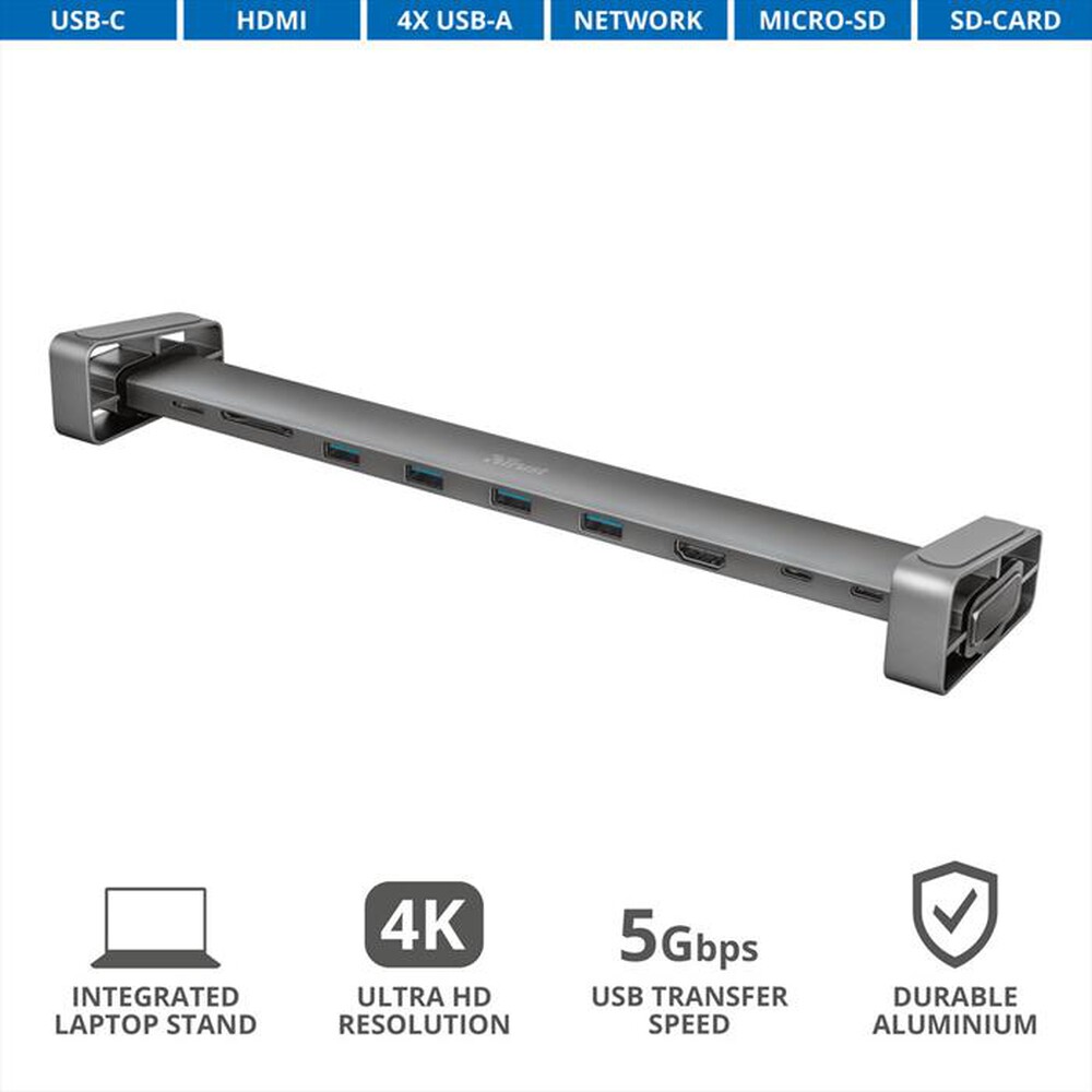 Immagine del prodotto TRUST - DALYX 10-IN-1 USB-C DOCK-Grey