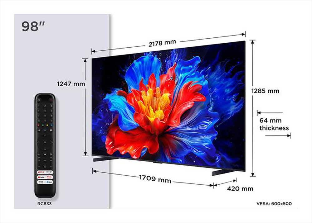 Immagine del prodotto TCL - Smart TV Q-LED UHD 4K 98" 98P89K-Metallic