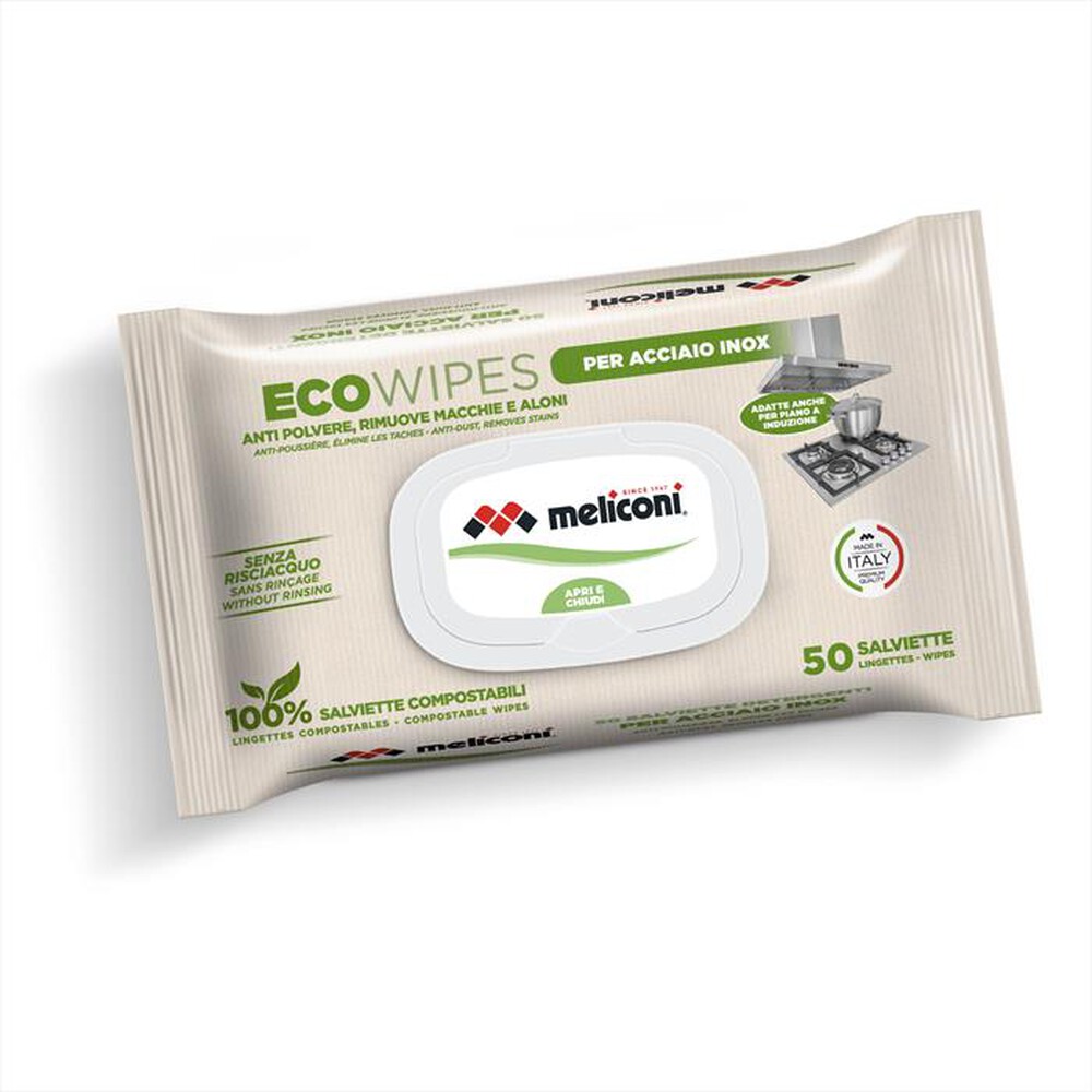 Immagine del prodotto MELICONI - Salviette detergenti acciaio/inox ECO WIPES INOX-viscosa compostabile