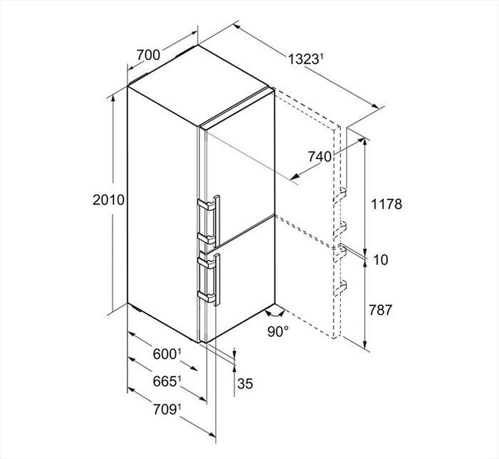 Immagine del prodotto LIEBHERR - Frigorifero combinato CBNES 5778-21 Classe C-Acciaio