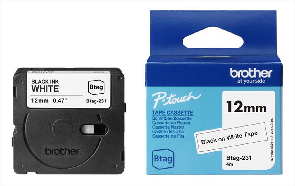 Immagine del prodotto BROTHER - Nastro BTAG231 da 12mm lunghezza 4mt comp. PT-N11-nero/bianco