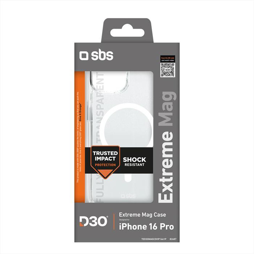 Immagine del prodotto SBS - Cover D3O Magsafe iPhone 16 Pro TED3OMAGCOVIP1661P-Trasparente