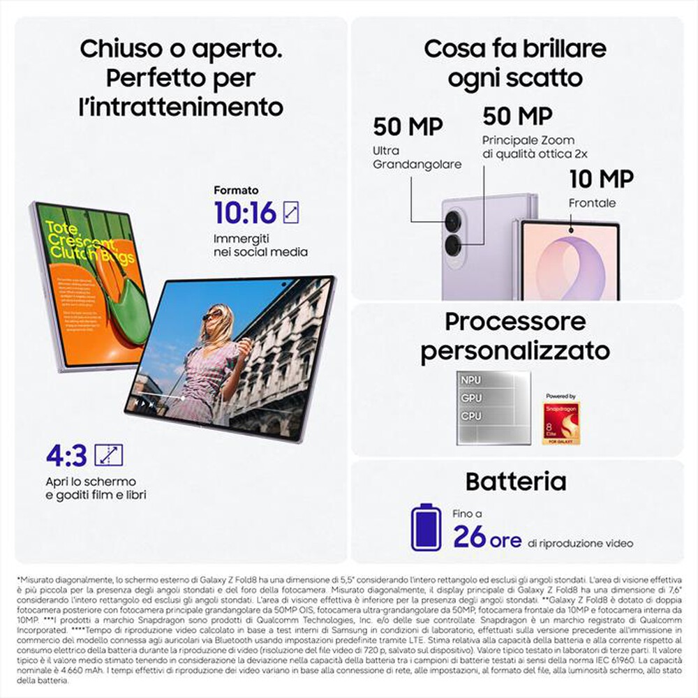 Immagine del prodotto SAMSUNG - Galaxy Z Fold8 12+256GB-Lavender