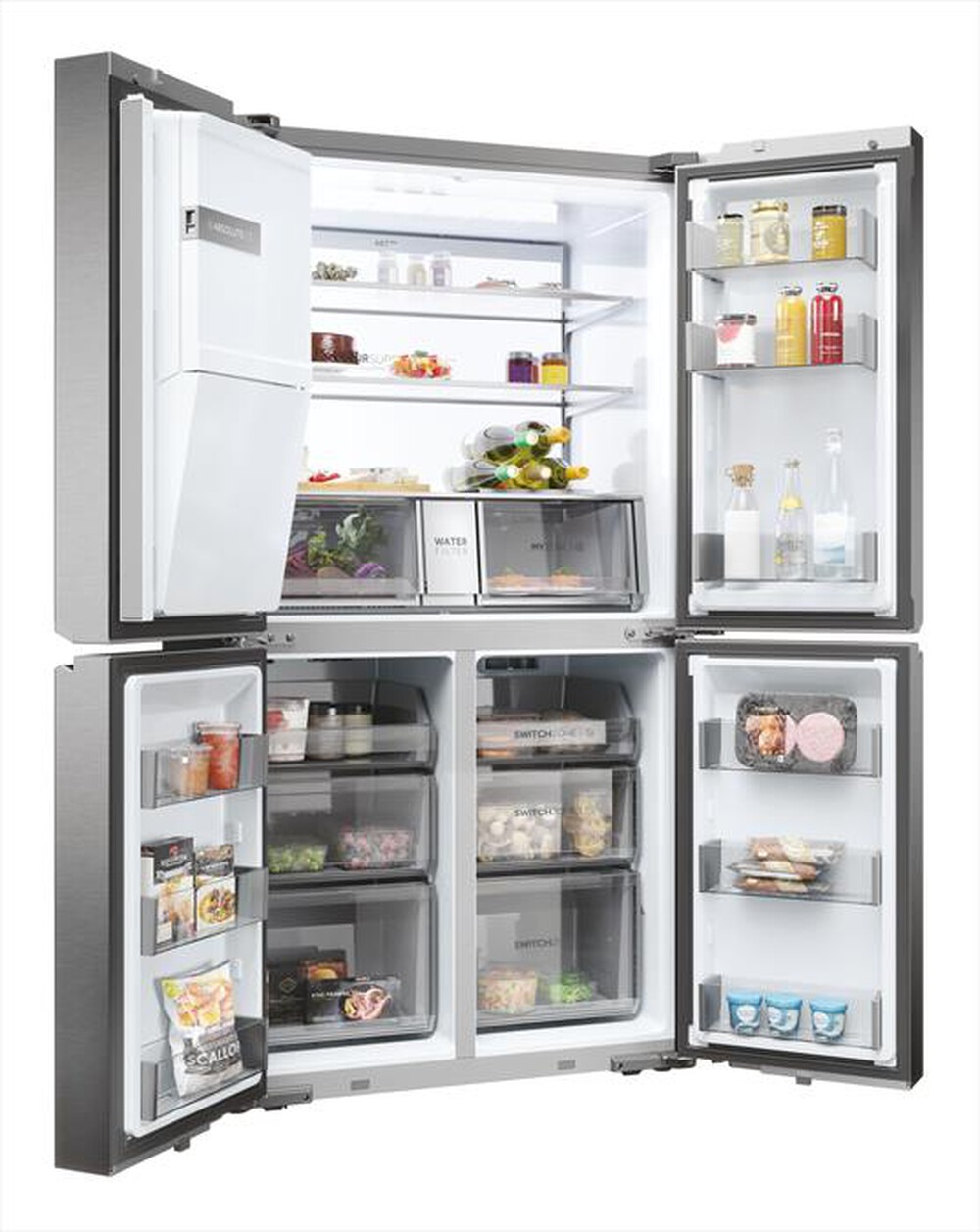 Immagine del prodotto HAIER - Frigorifero side by side HCR7918EIMP ClasseE 601lt-Platino, Acciaio inossidabile