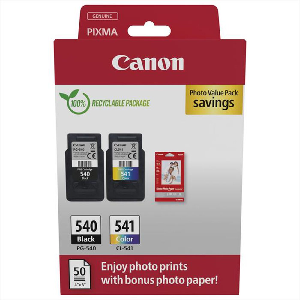 Immagine del prodotto CANON - PG-540/CL-541 + 50 FOGLI CARTA FOTOGRAFICA GP-501-Colore