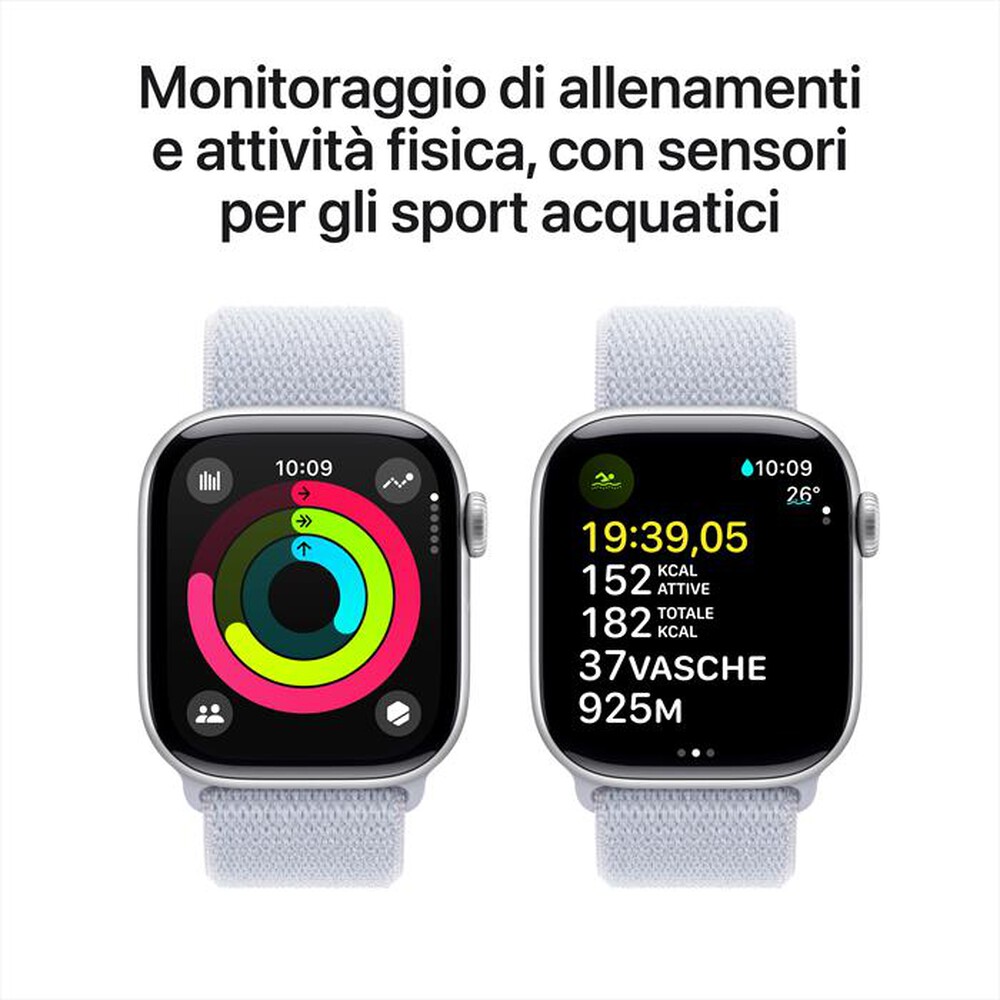 Immagine del prodotto APPLE - Watch Series 10 GPS 42mm Alluminio-Argento - Sport Loop Blu Cloud
