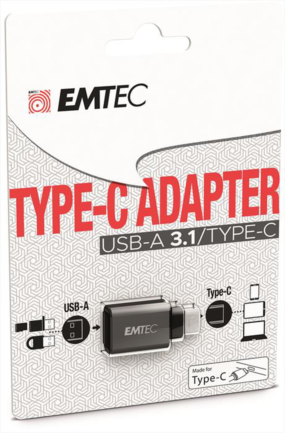 Immagine del prodotto EMTEC - EMTEC T600 ADATTATORE USB/TYPE-C-Nero/Alluminio