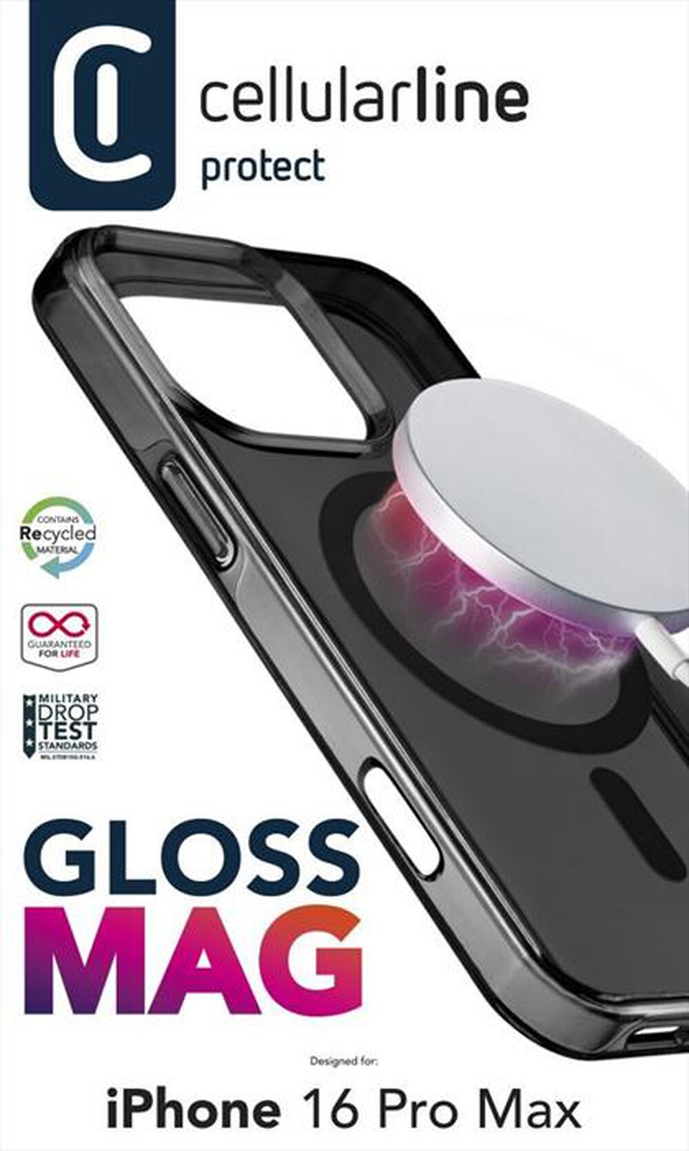 Immagine del prodotto CELLULARLINE - Cover case GLOSS MAG per iPhone 16 Pro Max-Black