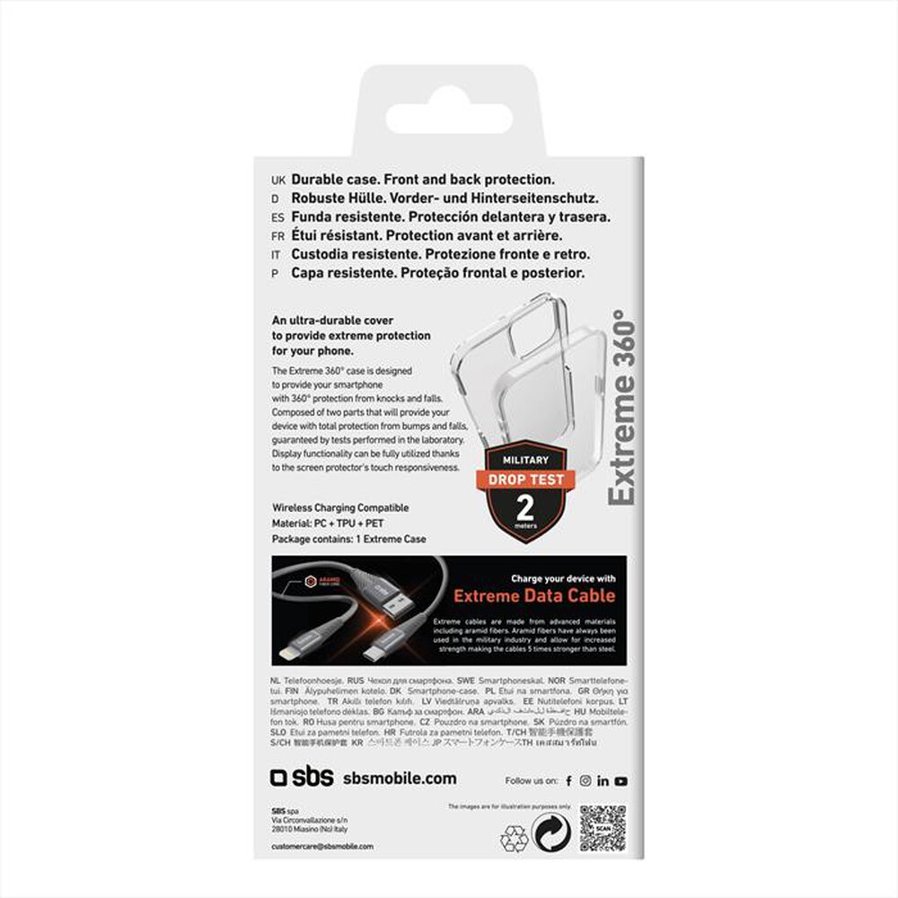 Immagine del prodotto SBS - Cover protezione front/post per iPhone 16 Pro Max-Trasparente