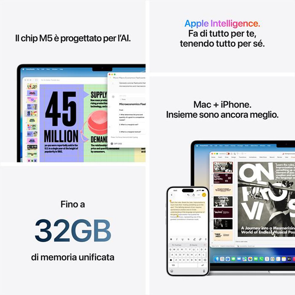 Immagine del prodotto APPLE - MacBook Air 15" M5 Core 10 CPU 10 GPU 24GB 1TB SSD-Celeste