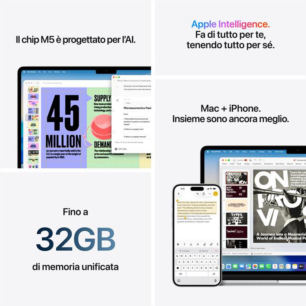 Immagine del prodotto APPLE - MacBook Air 13" M5 Core 10 CPU 10 GPU 16GB 1TB SSD-Galassia