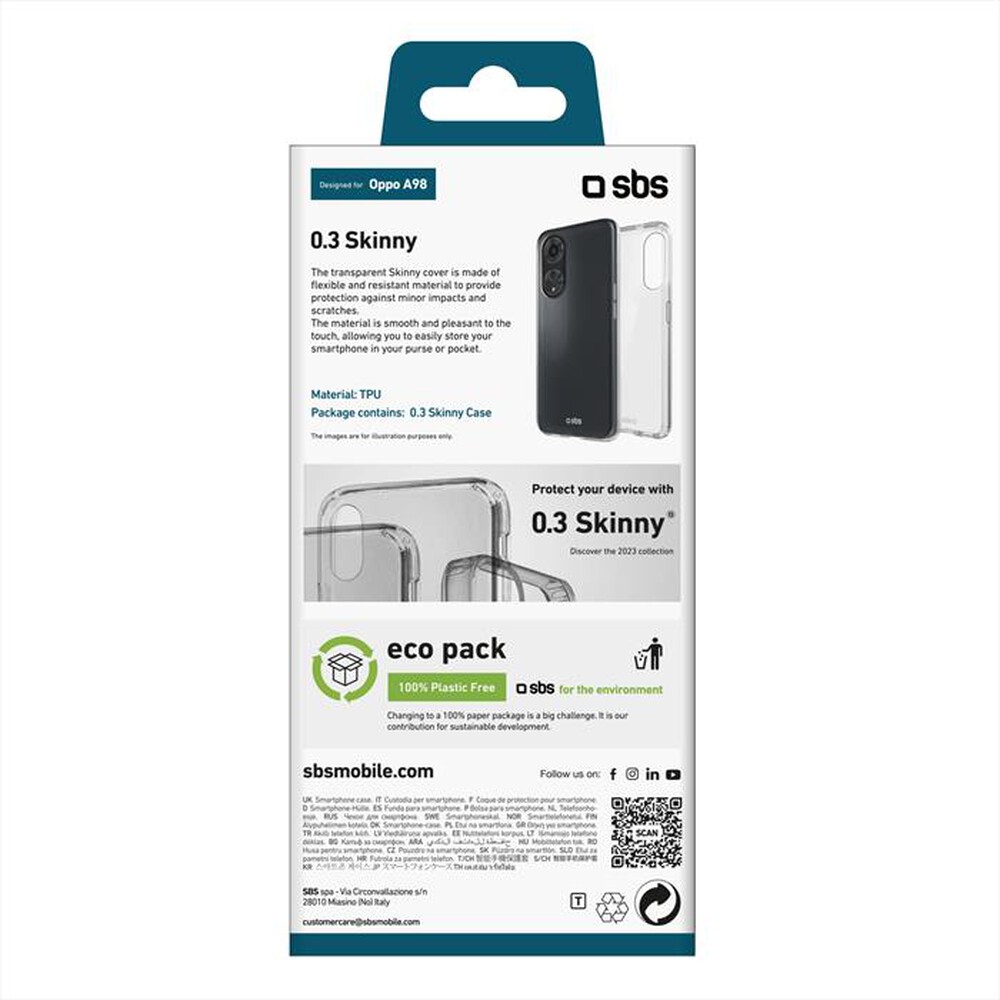 Immagine del prodotto SBS - Cover skinny TESKINOPR8T per Oppo Reno 8-Trasparente