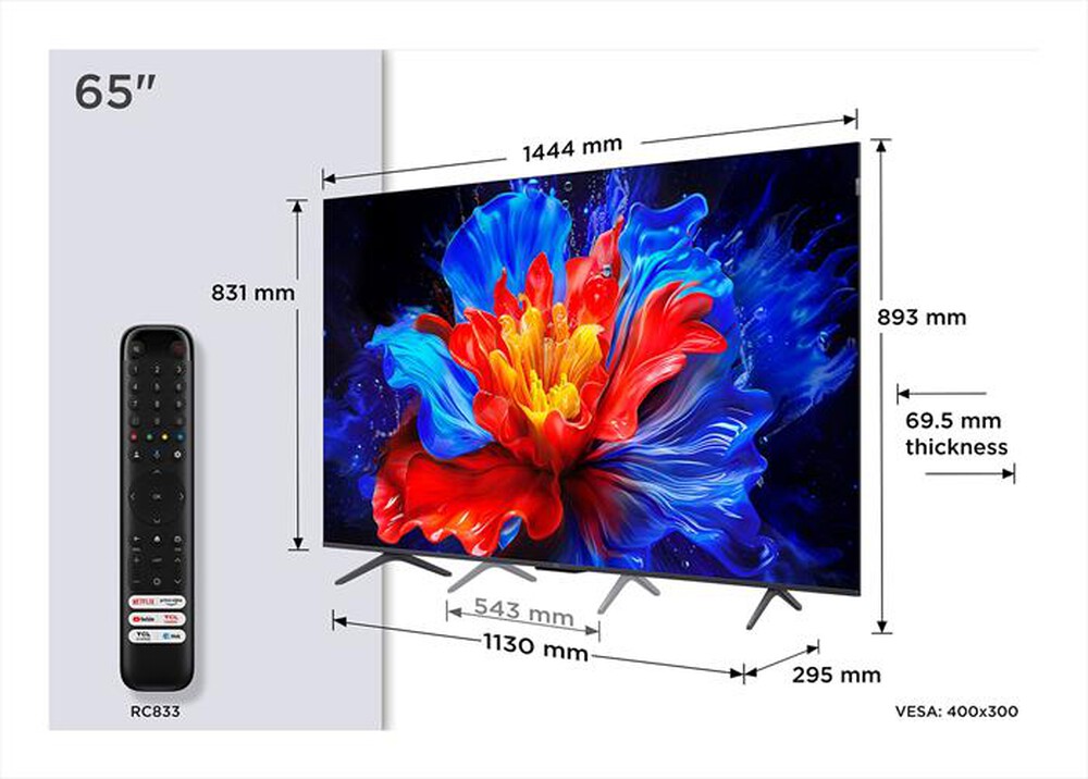 Immagine del prodotto TCL - Smart TV QLED UHD 4K 65" 65P89K-Metallico