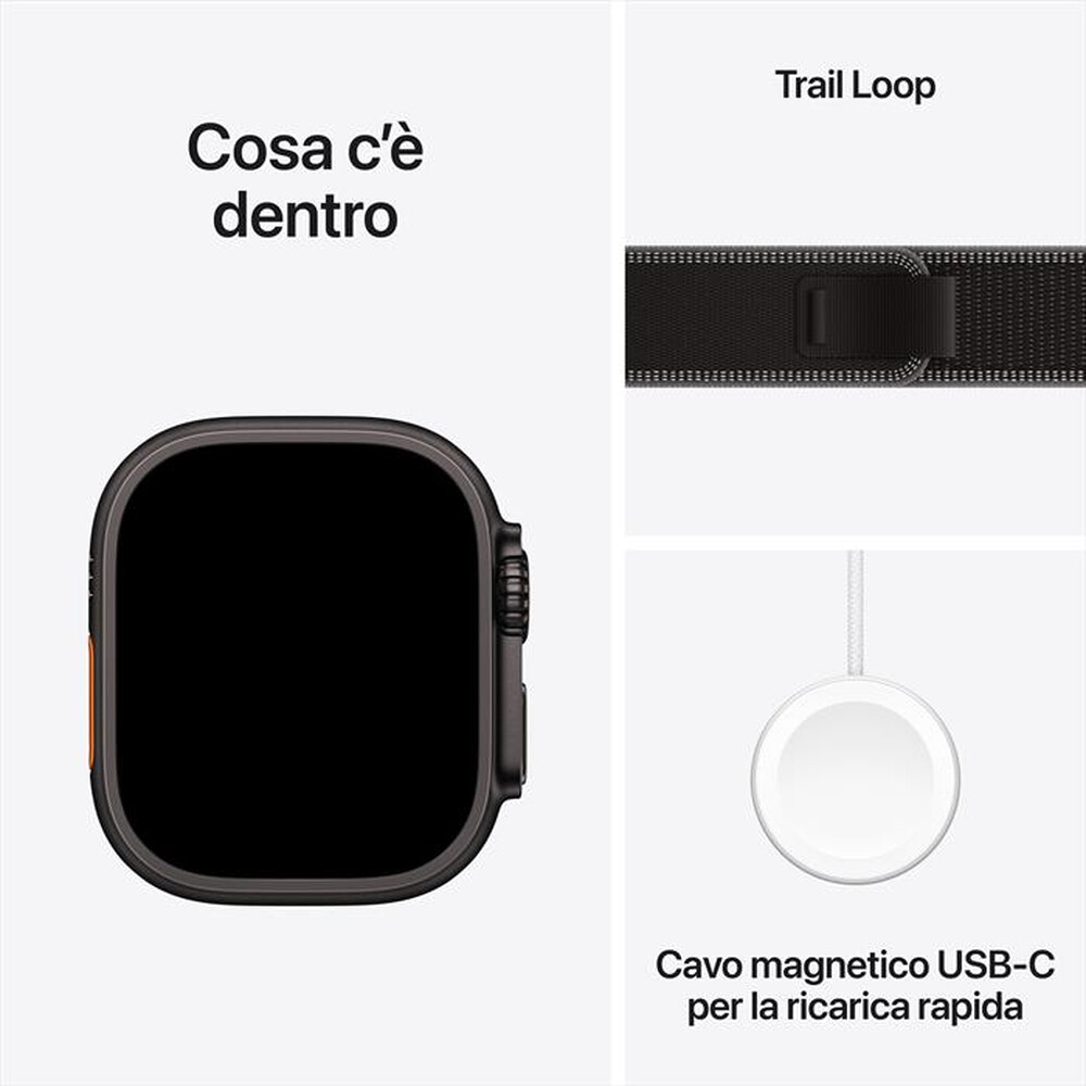 Immagine del prodotto APPLE - Watch Ultra 3 GPS + Cellular 49mm Titanio Nero-Trail Loop Nero/Cenere - S/M