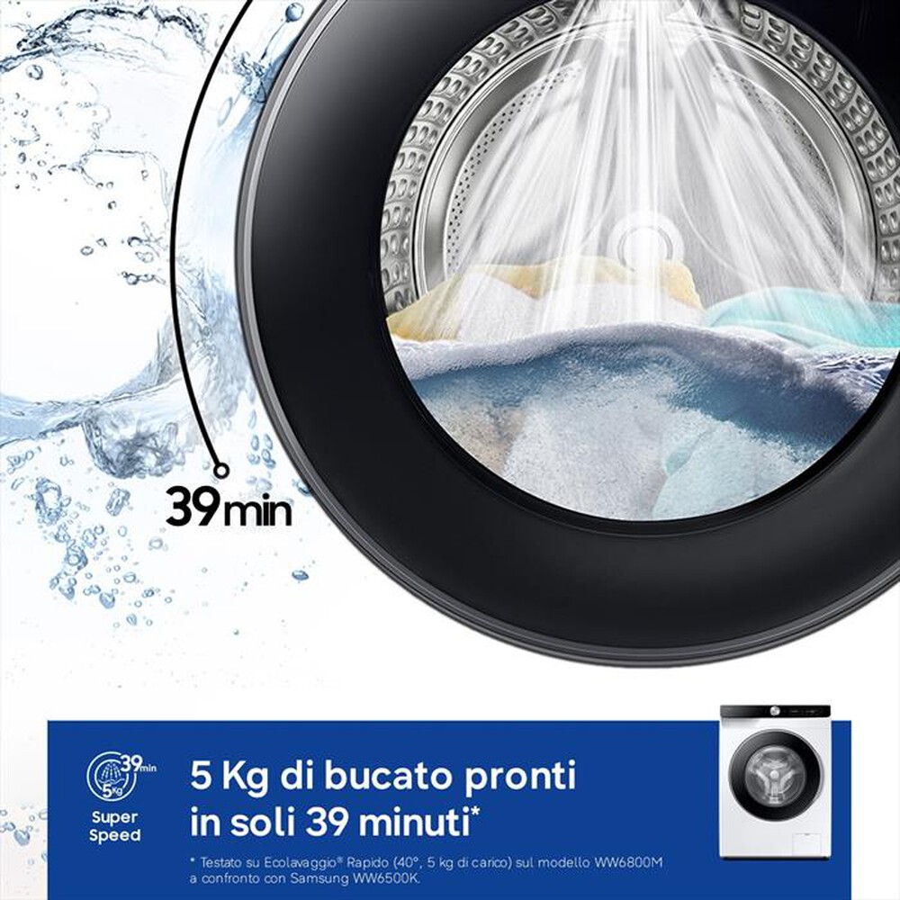 Immagine del prodotto SAMSUNG - Lavatrice WW90DG6G94LKU3 9KG Classe A-bianca con obl&ograve; -pannello nero