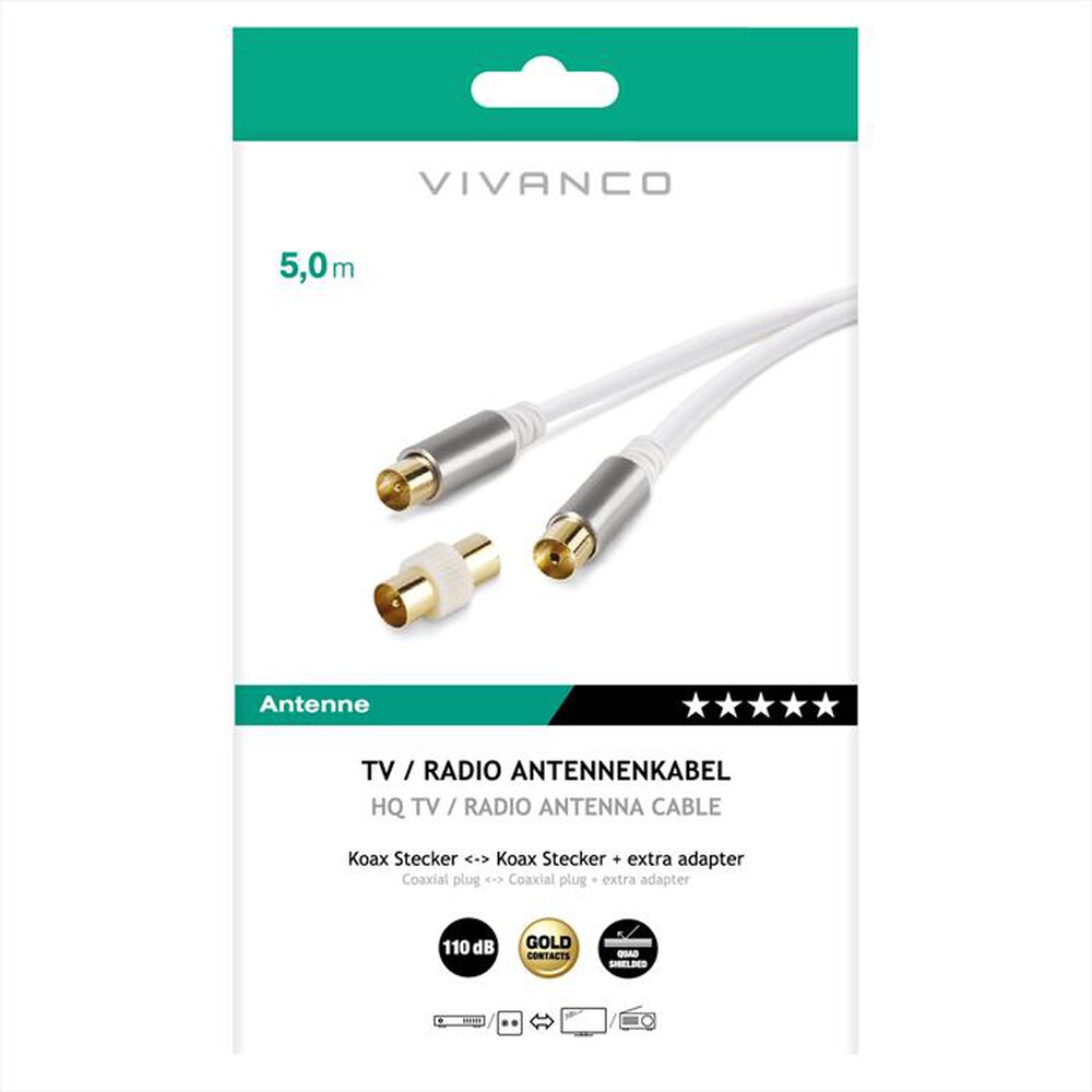 Immagine del prodotto SBS - Cavo antenna cavo 5m 110dB-Bianco