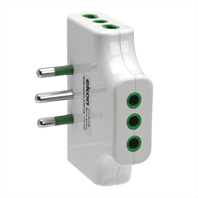 EKON - Adattatore triplo piatto 10A-Bianco