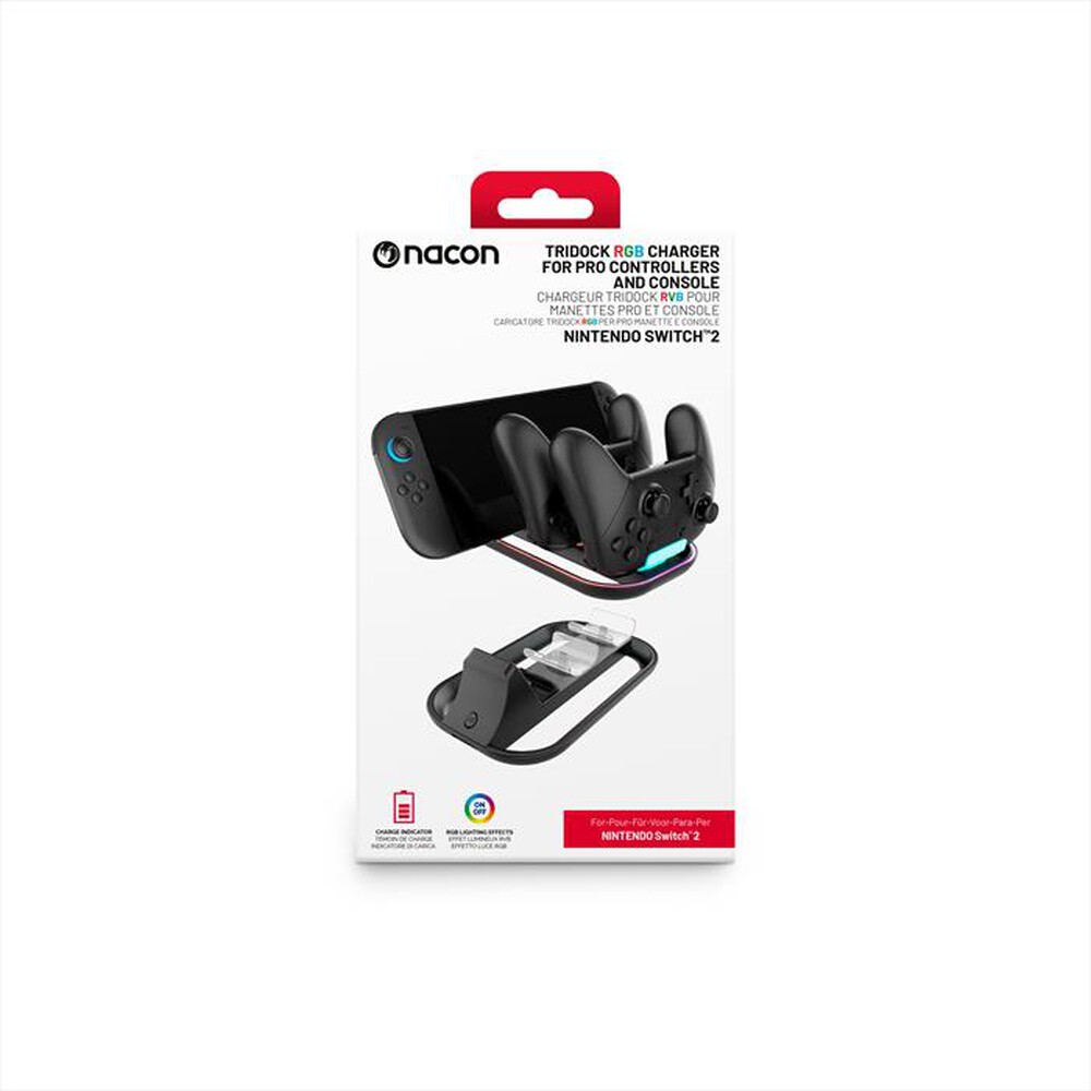 Immagine del prodotto NACON - RICARICA PER SWITCH 2 E 2 CONTROLLER PRO-Nero