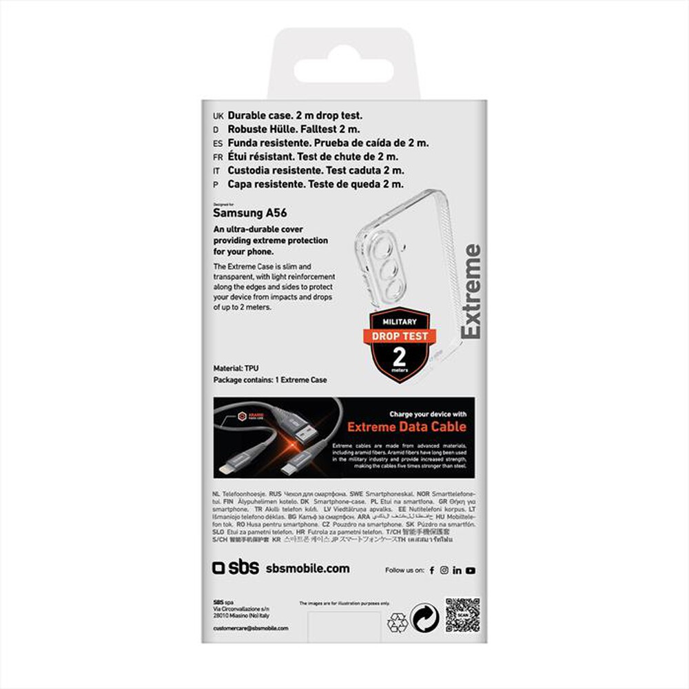 Immagine del prodotto SBS - Cover Extreme 2 Samsung A56 TEEX2SAA56-Trasparente