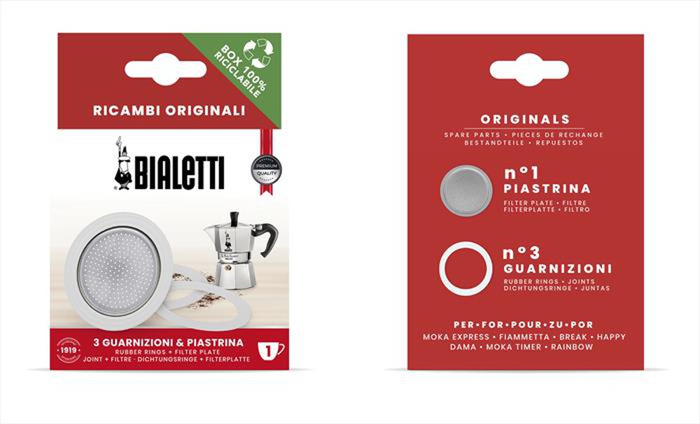 Immagine del prodotto BIALETTI - 3 GUARNIZIONI + 1 PIASTRINA 1 TAZZA
