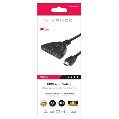SBS - 3way HDMI Auto Switch 4k 30Hz 0.80m-Nero