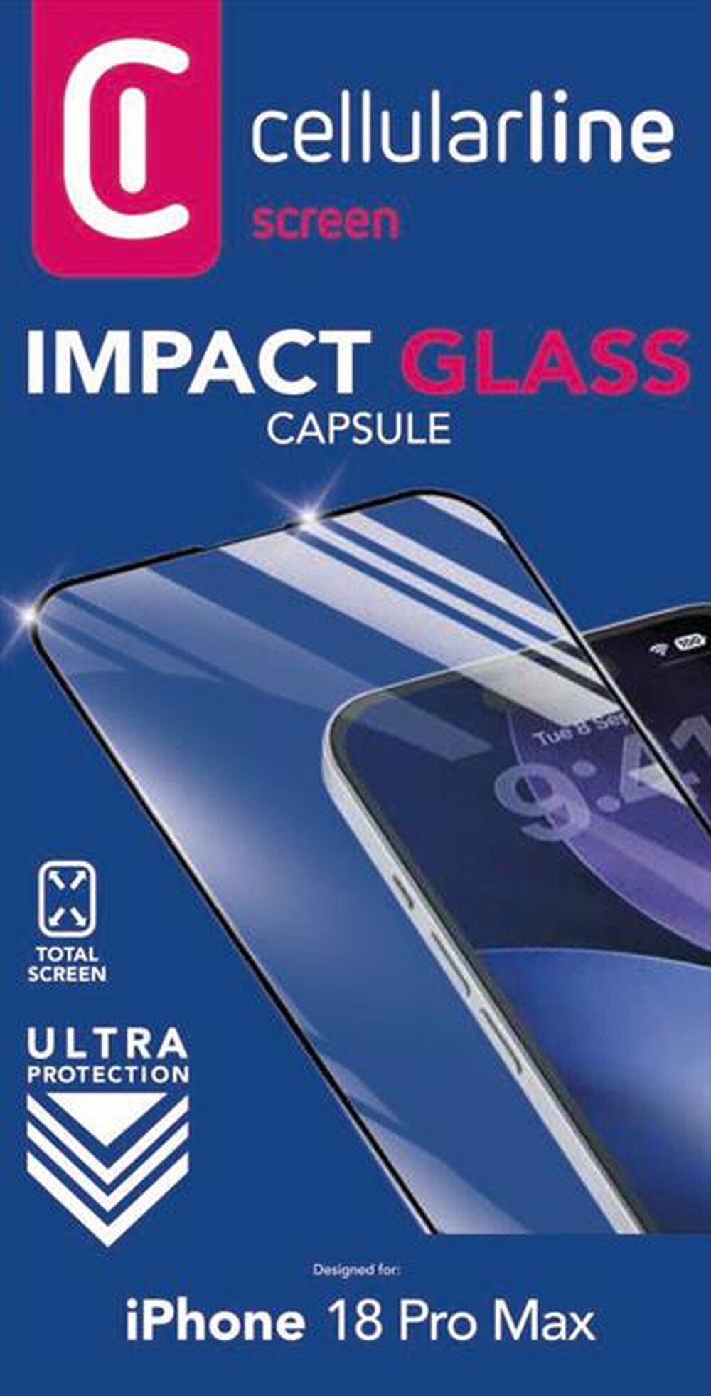 Immagine del prodotto CELLULARLINE - Pellicola IMPACT GLASS CAPSULE IPHONE 18 PRO MAX-Trasparente